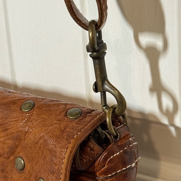 Garnet Hill - Studded Brown Leather Adjustable Shoulder Bag/Cross Body - Picture 5 of 11